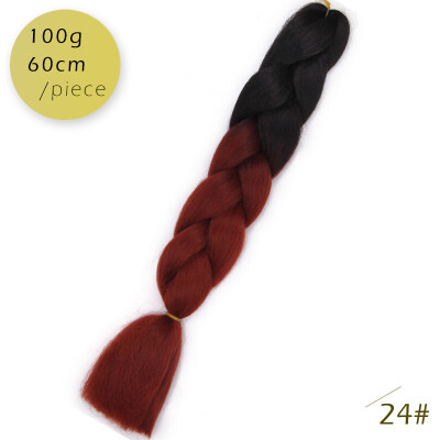 

AISI HAIR 100gpcs 24inch Kanekalon Jumbo Braids Hair Ombre Two Tone Colored Synthetic Hair for Dolls Crochet Hair