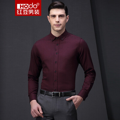 

Красная фасоль Hodo Мужская рубашка Мужская мода Twill Мужская рубашка Slim Shirt Рубашка с длинным рукавом R5 Red 165 / 84A