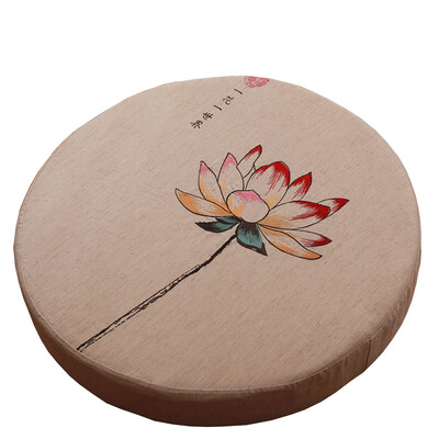 

Nobildonna Lotus Pattern Linen Embroidery Round 555510cm Chinese Style Memory Foam Floor Cushions Meditation Cushion Tatami