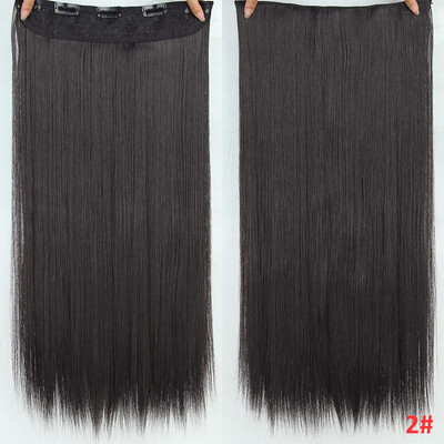 

22 inch55cm Long Straight Women Clip in Hair Extensions Black Brown High Tempreture Synthetic Hairpiece