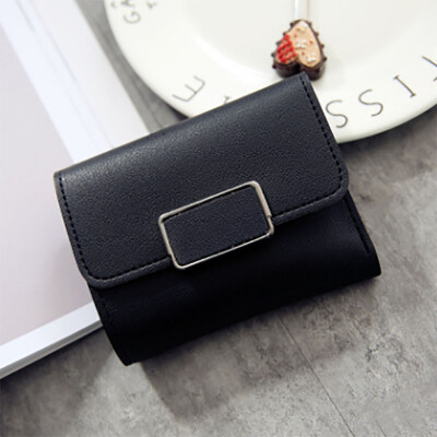 

2017 new short paragraph simple style decorative fashion lychee pattern female solid color three fold student wallet