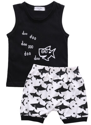 

Shark Newborn Baby Boys Sleeveless T-shirt Tops Shorts Summer Outfits Clothes