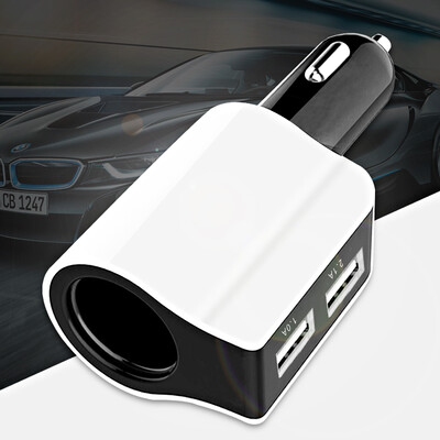 

KOOLIFE Car Charger Multi-function Phone Fast Dual USB Car Charger One Pushing Two Cigarette Lighter Plug Car Charger Black