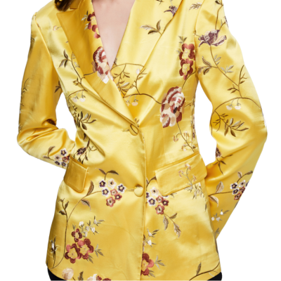 

Chinese embroidered bright yellow silk suit jacket