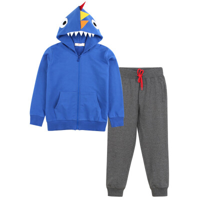 

Xin Song boy suit printing sweater sports trousers two sets of gray + possession of blue J061AB 120