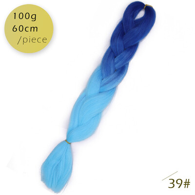 

AISI HAIR 100gpcs 24inch Kanekalon Jumbo Braids Hair Ombre Two Tone Colored Synthetic Hair for Dolls Crochet Hair