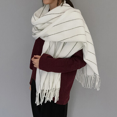 

2017 autumn long section thick shawl students wild vertical striped imitation cashmere ladies winter scarf