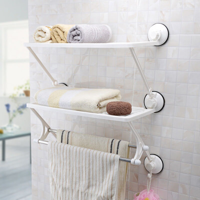 

【Jingdong Supermarket】 Shuangqing home sucker double towel rack bathroom storage house towel rack SQ-1863