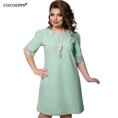 

COCOEPPS 2017 Plus Size Women Lace Dress Summer Large Size Patchwork Ladies Office Dresses Big Size Evening Loose Vestidos