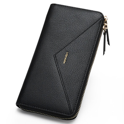 

Shark VISHARK Womens Wallet Long Leather Large Capacity Handbag Multi-card Handle Bag DS60680711 Black