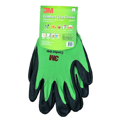 

3M nitrile wear-resistant coating protective gloves non-slip work gloves comfortable breathable cotton gloves green XL