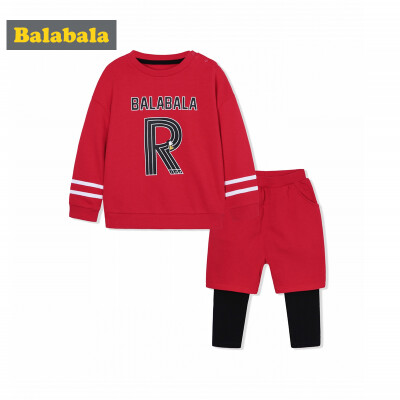 

【Jingdong delivery】 Balabala (balabala) children's clothing two-piece suit boy set children's autumn children's clothing clothes pants tide 28043171118 black 090