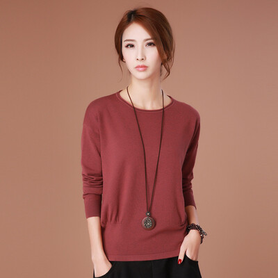 

2017 Falling new bottomed shirt style loose loose thin sets of sweater women's solid color sweater