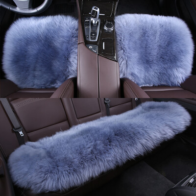 

Antarctic nanjiren wool cushion in the long hair cushion winter car seat car home dual-use three-piece blue gray