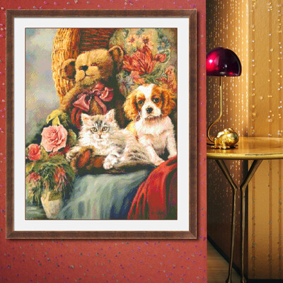 

embroider DIY DMC Cross stitchSets For Embroidery kits Oil painting cats &dogs factory direct sale