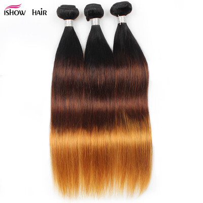 

Hot Selling Omber Brazilian Virgin Hair Ishow Brazilian straight 3bundles Three Tone 1B/4#/30# Ombre Brazilian Hair Extension Hai