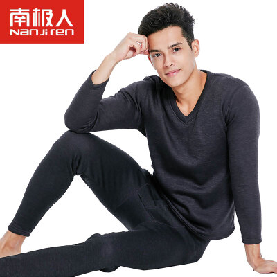 

Antarctic thermal underwear men&39s youth V collar cashmere middle-aged underwear Qiuyi Qiu pants suit male rich purple purple XL