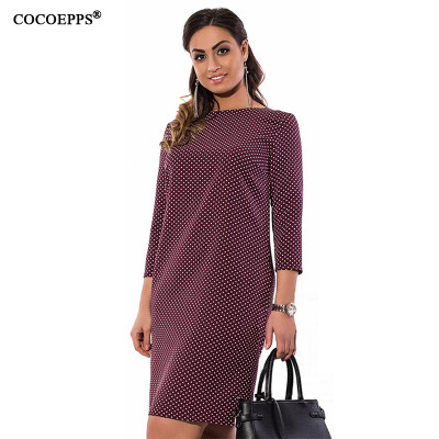 

COCOEPPS polka dot women plus size dresses big sizes new 2017 casual autumn  6XL dress women loose dress Office mini Dress