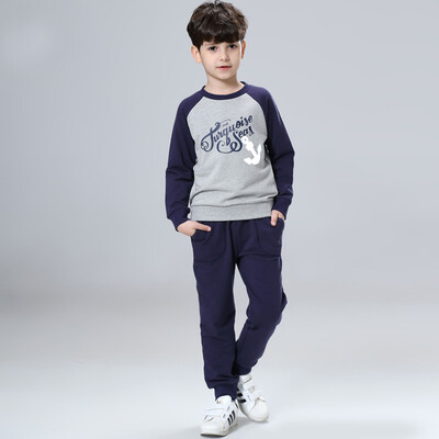 

Xin Song boy suit printing sweater sports trousers two sets of gray + possession of blue J061AB 120