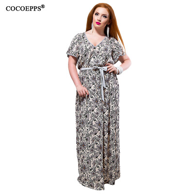 

COCOEPPS Summer 2017 Women Long Dress Plus Size Floral Print Vintage Ladies Maxi Dresses Big Size V-Neck Sexy Party 6XL Vestidos