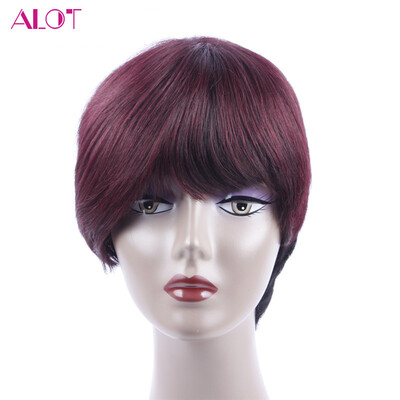 

ALOT 150 Density None Lace Human Hair Wigs Short Bob For Black Women With Baby Hair Pre Plucked Peruvian Virgin Hair