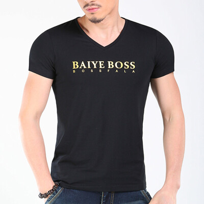 

SHUYI New Summer Men Short Sleeve Bronzing T shirt Fashion Retro Men T shirt