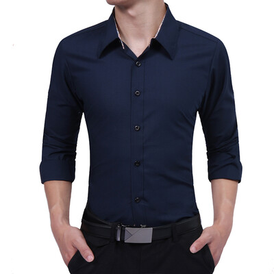 

2017 MenS Fashion Men Shirt Color Printing Slim Square Collar Long-Sleeved Shirt Single-Breasted Shirt
