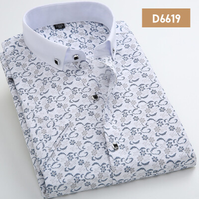

Men Casual Shirt Fashion Short Sleeve Solid Color Summer Slim Printing