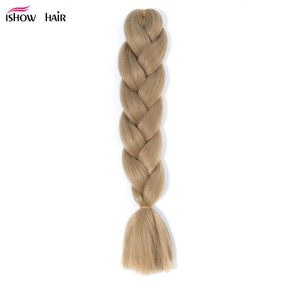 

Ishow 24inch Synthetic Braiding Hair Pure Color HighTemperature KanekalonJumbo Braid Hair Extensions Crochet Yaki Texture 1pc/100g