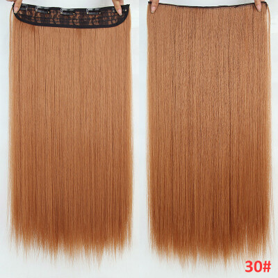 

22 inch(55cm) Long Straight Women Clip in Hair Extensions Black Brown High Tempreture Synthetic Hairpiece