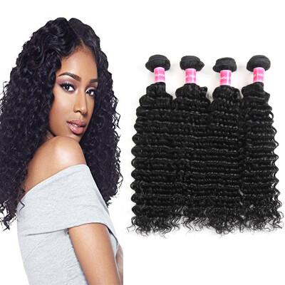 

Fine Plus 4 Bundles Peruvian Deep Wave Hair 100% Unprocessed 7A Virgin Human Hair Bundles Natural Color Can be Dyed and Bleached