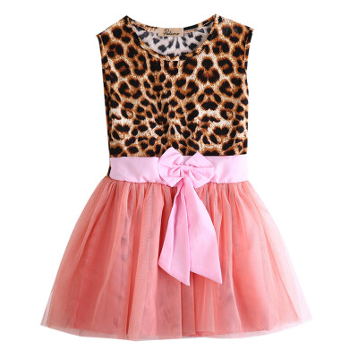 

Kids Baby Girls summer Clothes Ruffle Leopard Shirt Tulle Tutu Party Dress