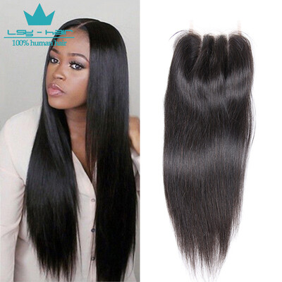 

8A Indian Remy Hair Straight Closure 4X4 Lace Closure with Baby Hair Middle Part Natural Color Human Hair