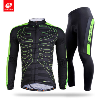 

NUCKILY Men's Spring/Autumn Sublimation printing sports wear polyester spandex custom cycling long sleeve set