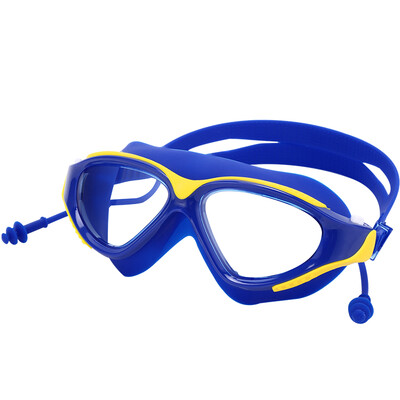 

SAINTEVE swimming goggles large box HD waterproof anti fog adult integrated colorful swimming goggles 8027 blue earbuds