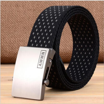 

Nylon Belt Men 's Belt Outdoor Casual Belt Striped Buckle Button Jeans Tactical Belt