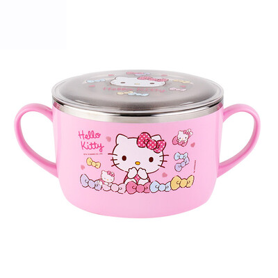 

LOCK&LOCK South Korea imported HELLO KITTY bow with cover stainless steel bowl complementary food bowl childrens tableware r