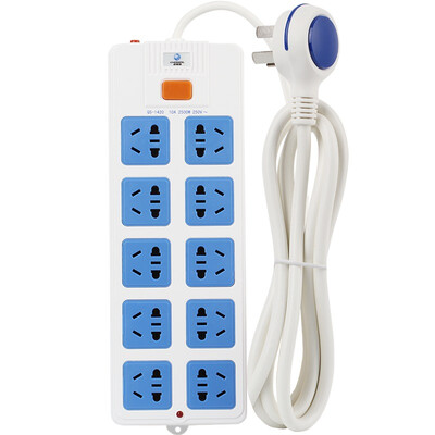 

Achillea CHOSEAL QS-1420-2m 2 meters ten holes double row control with overload protection plug fire retardant large spacing GB socket plug plug board white