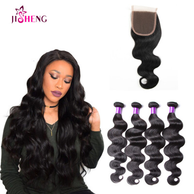 

4*4 Lace Closure With Bundles Body Wave 4 PCS With 4*4 Lace Brazilian Virgin Hair With Human Body Wave Hair Bundles