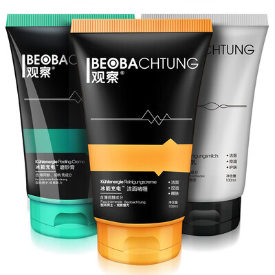 

Наблюдение (Beobachtung) Мужской очищающий масляный крем (Chang Shuang Cleanser 100ml + Ice Scrub 100ml + Cleansing Gel 100ml)