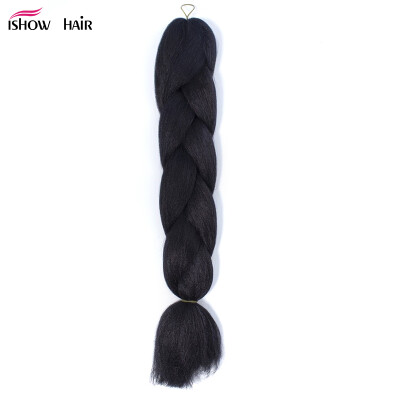 

Ishow 24inch Synthetic Braiding Hair Pure Color HighTemperature KanekalonJumbo Braid Hair Extensions Crochet Yaki Texture 1pc/100g