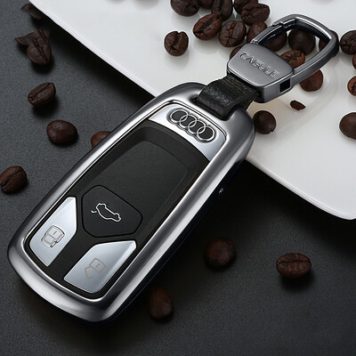 

Di Galen 17 new Audi A4L special metal car key bag Audi Q7 car key case protective cover leather key ring moonlight silver