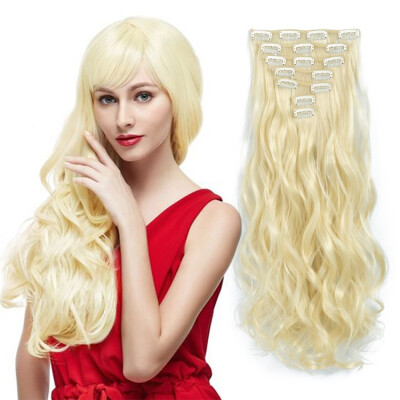 

7pcsset Clip in Hair Extensions 20inch Long Wavy Heat Resistant Kanekalon Synthetic Hairpiece Gifts for Girl Lady Women