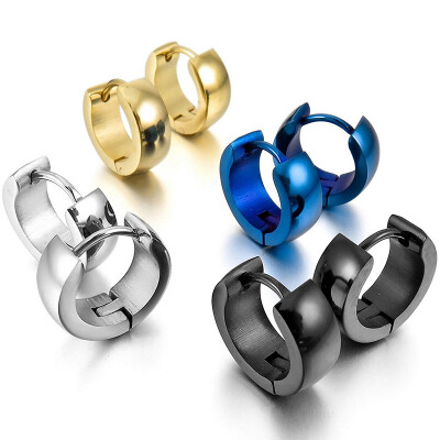 

Men,Women's 4 Pairs Stainless Steel Stud Hoop huggie Earrings Black Blue Silver Gold Tone