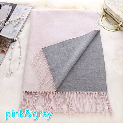 

19075cm 2017 New Fashion Double-sided Pure Color Cashmere Scarf Keep Warm Comforter Wool Thickness Scarf Fringed Pashmina shawl