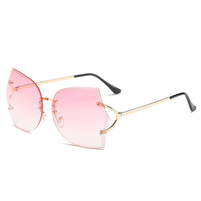 

2017 fashion new trend glasses rimless cut edge lady sunglasses polarized mirror mirror ocean film irregular glasses