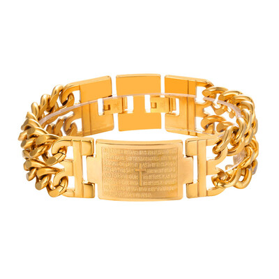 

U7 Big Cross Bible Bracelet For Men Stainless Steel Jewelry Gold/Silver Color Chain Bracelets