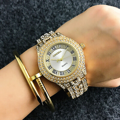 

CONTENA Roman Numerals Luxury Fashion Design Full Ladies Rhinestone Watches Crystal Jewelry Bling Dazzling Women Bracelet Watche