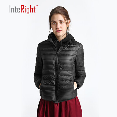 

INTERIGHT 90 white duck down lady collar ultra-light portable down jacket pink  code