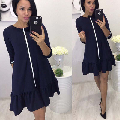 

Lovaru ™ 2017 Осеннее платье Red Three Quarter Women Sweet Loose Dress O-Neck Натуральные повседневные женские мини-платья